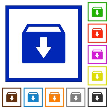 Kare kare beyaz arka plan üzerinde arşiv düz renk simgeleri