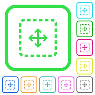 Nesne canlı renkli düz simgeler eğri sınırları içinde beyaz zemin üzerine sürükleyin.