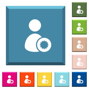 Sertifikalı kullanıcısı beyaz simgeleri çeşitli moda renklerde ucu keskin kare düğmeleri