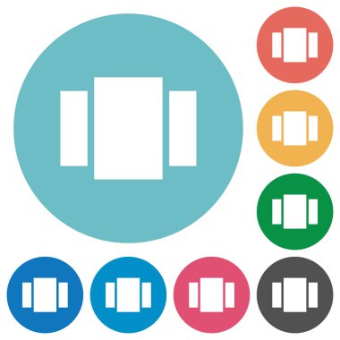 Görünüm atlıkarınca düz beyaz simgeleri yuvarlak renkli arka planlar