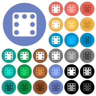 Domino yedi çok yuvarlak arka planlar üzerinde düz simgeler renkte. Beyaz, açık ve koyu simgesi varyasyonları vurgulu ve etkin durumu efektleri ve bonus tonları için dahil.