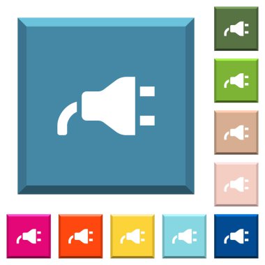 Gücünden çeşitli moda renklerde ucu keskin kare düğmeleri beyaz simgeler