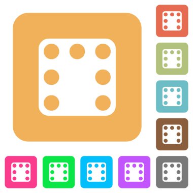 Yuvarlatılmış kare canlı renkli arka planlar üzerinde Domino yedi düz simgeler.