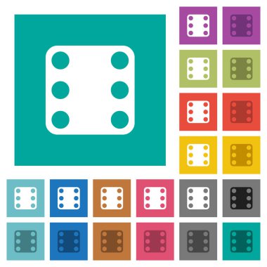 Domino altı çok düz simgeler düz kare arka plan üzerinde renkli. Beyaz ve koyu kutsal kişilerin resmi varyasyon hover veya etkin efektleri dahil.