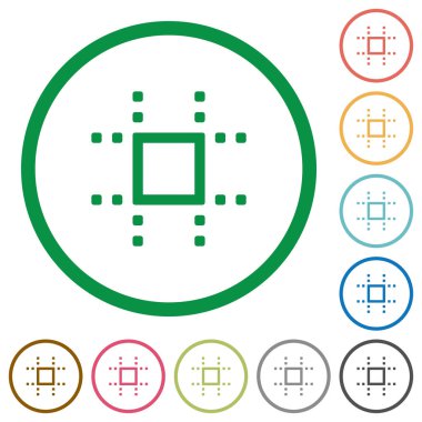 Kılavuz düz renk simgeleri beyaz arka plan üzerinde yuvarlak özetliyor yapışır