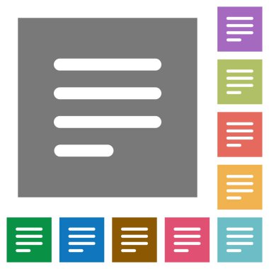 Metni hizalama son satır sol düz simgeler basit renkli kare arka planlar üzerinde haklı