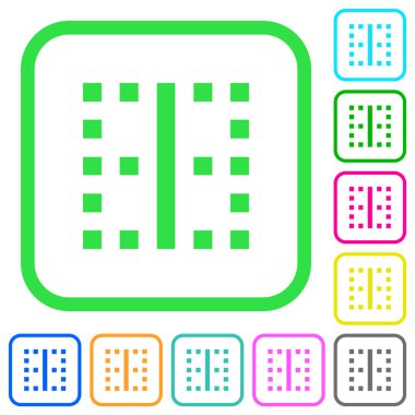 Beyaz arka plan üzerinde eğik kenarlık dikey kenarlık canlı renkli düz simgeler