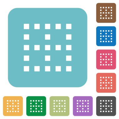 Sınır yuvarlak renkli kare arka planlar üzerinde düz simgeler beyaz