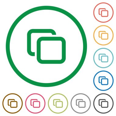 Sekmeler düz beyaz arka plan üzerinde yuvarlak özetliyor renk simgeleri