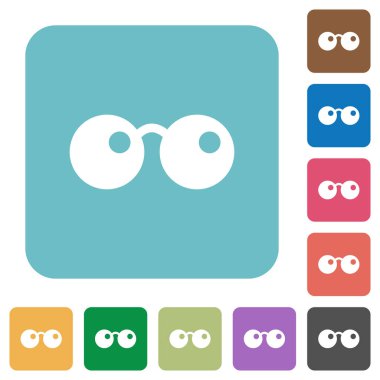 Güneş gözlüğü beyaz düz simgeler renk üzerinde yuvarlak kare arka planlar