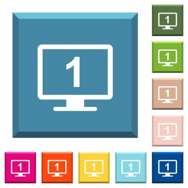 Birincil ekran beyaz simgeleri çeşitli moda renklerde ucu keskin kare düğmeleri