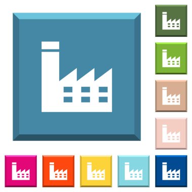 Fabrika Binası Beyaz simgeleri çeşitli moda renklerde ucu keskin kare düğmeleri