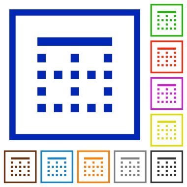 Kare kare beyaz arka plan üzerinde üst kenarlığını düz renk simgeleri