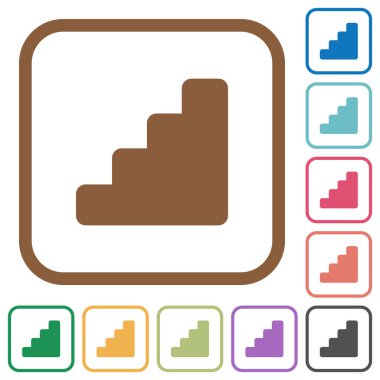 Merdiven basit simgeler renkli kare kare beyaz arka plan üzerinde yuvarlak