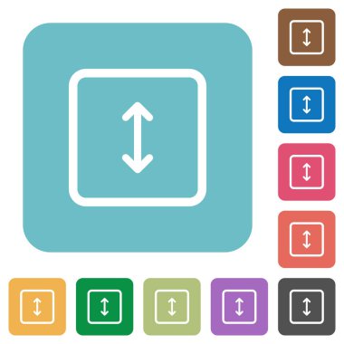 Nesne yüksekliği beyaz düz simgeler yuvarlak renkli kare arka planlar üzerinde ayarlama