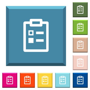 Anket beyaz simgeleri çeşitli moda renklerde ucu keskin kare düğmeleri