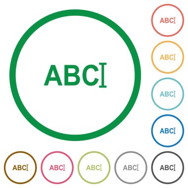 Beyaz arka plan üzerinde yuvarlak anahatlar metin imleci düz renk simgeleri ile yazmaya