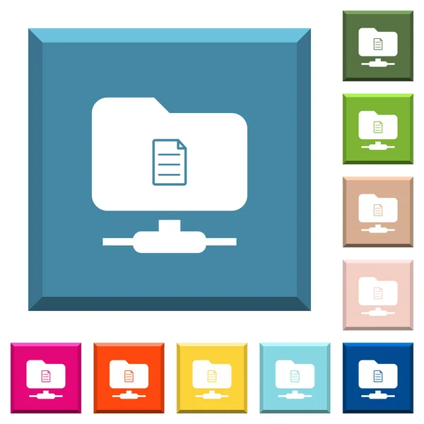 Propriétés Ftp Icônes Blanches Sur Les Boutons Carrés Lisérés Différentes — Image vectorielle