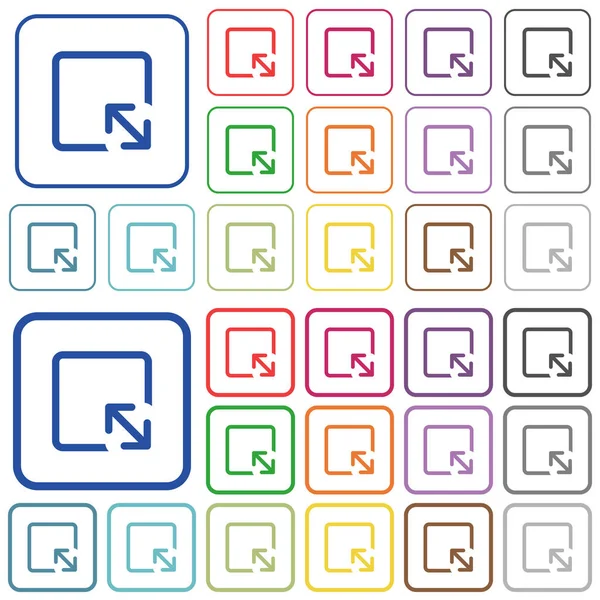 Objektum Színes Lapos Ikonok Ban Lekerekített Négyzet Alakú Keretek Átméretezése — Stock Vector