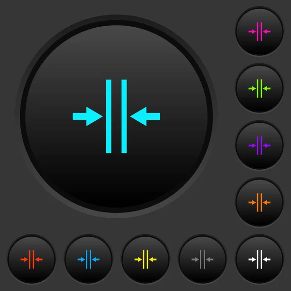 テキスト列溝暗いプッシュ ボタン暗い灰色の背景に鮮やかな色のアイコンを調整します — ストックベクタ
