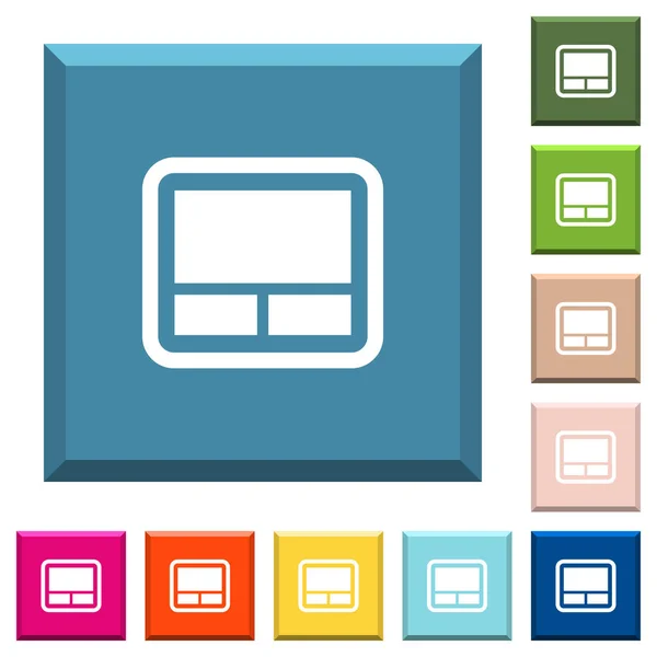 笔记本电脑触摸板白色图标上的边缘方形按钮在各种时髦的颜色 — 图库矢量图片