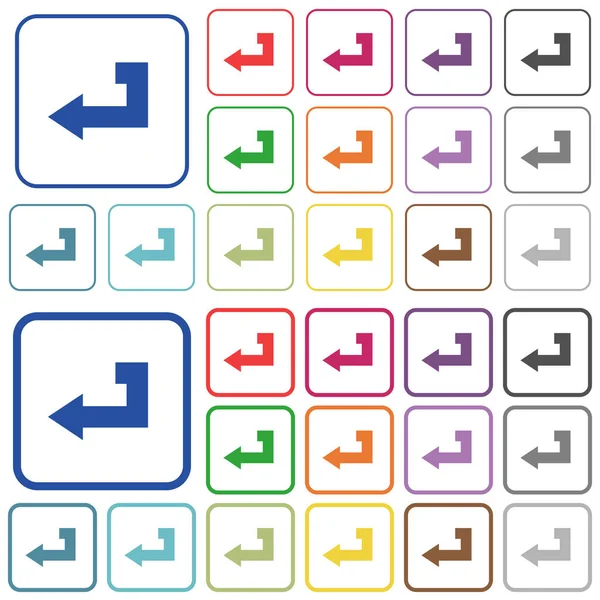 Vissza Kulcsszín Lapos Ikonok Lekerekített Négyzet Alakú Keretek Vékony Vastag — Stock Vector