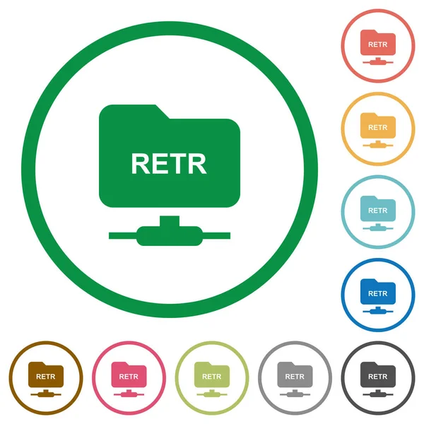 Ftp Отримання Файлу Однорідного Кольору Піктограм Круглі Обриси Білому Фоні — стоковий вектор