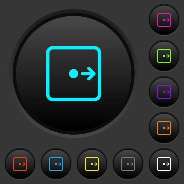 Пересунути Праворуч Кнопки Темних Кнопок Єкта Яскравими Кольоровими Піктограмами Темно — стоковий вектор