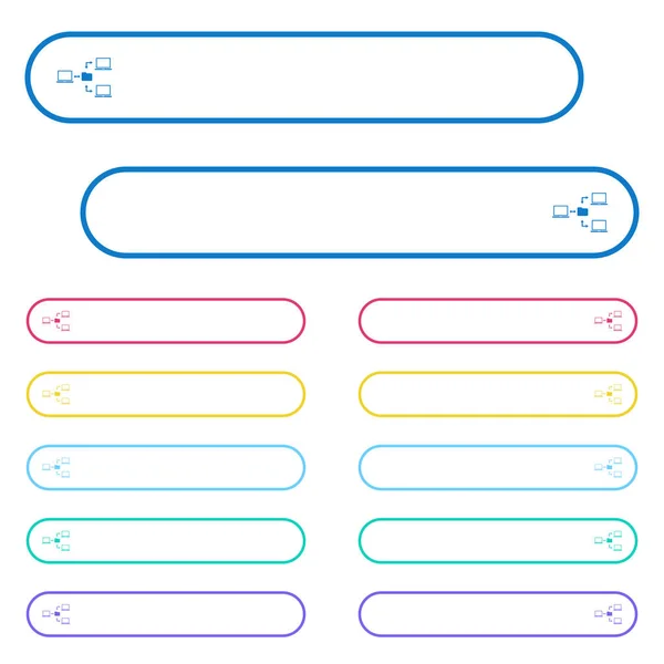 Иконки Сетевой Файловой Системы Округлых Цветовых Кнопках Меню Вариации Значков — стоковый вектор