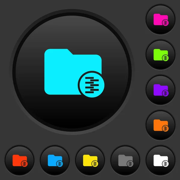 Compressed Directory Dark Push Buttons Vivid Color Icons Dark Grey — Stock Vector