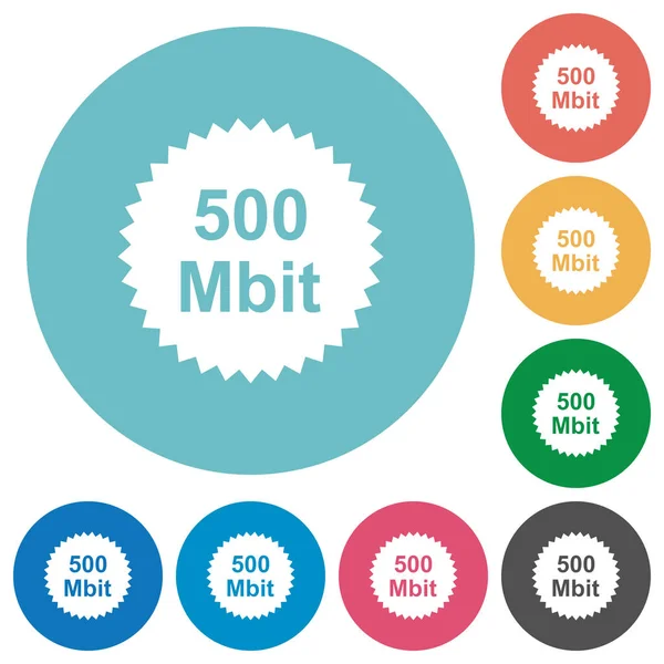 500 Mbit Garantie Sticker Platte Witte Pictogrammen Een Ronde Kleur — Stockvector