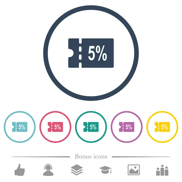 Відсотків Знижки Купон Плоский Колір Піктограм Круглих Контурах Бонусних Піктограм — стоковий вектор