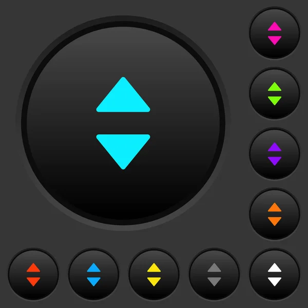 Flechas Control Verticales Botones Oscuros Con Iconos Colores Vivos Sobre — Vector de stock