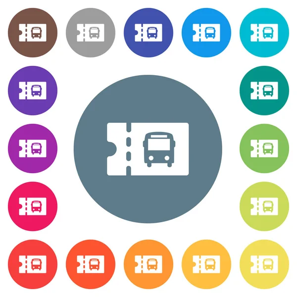 公共交通折扣优惠券平面白色图标上的圆形颜色背景 包括17种背景颜色变化 — 图库矢量图片