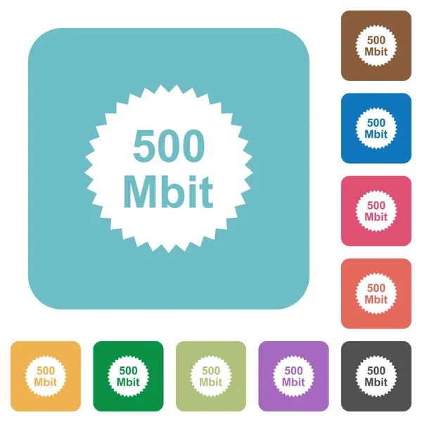 500 Mbit Gwarancji Naklejka Białe Płaskie Ikony Kolor Zaokrąglony Kwadrat — Wektor stockowy