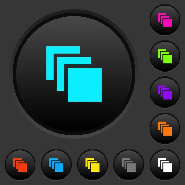 Múltiples Lienzos Botones Oscuros Con Iconos Colores Vivos Sobre Fondo — Vector de stock