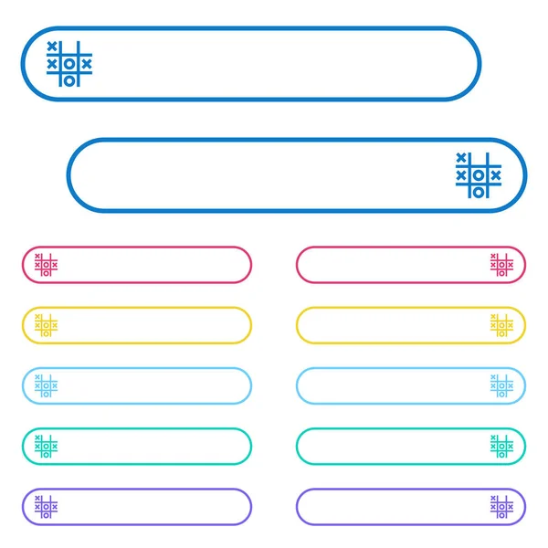 Tic Tac Toe Iconos Del Juego Botones Menú Color Redondeado — Vector de stock