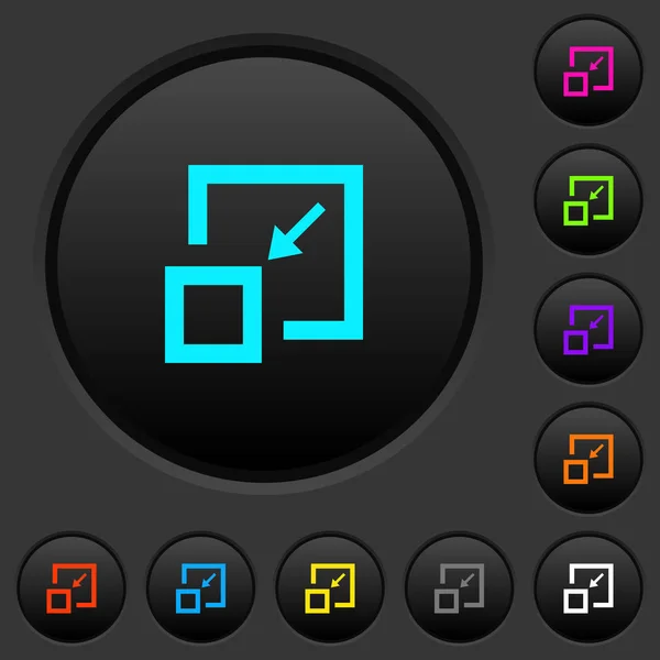 Shrink Window Dark Push Buttons Vivid Color Icons Dark Grey — Stock Vector