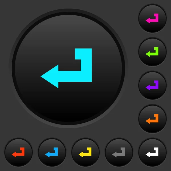 Return Key Dark Push Buttons Vivid Color Icons Dark Grey — Stock Vector