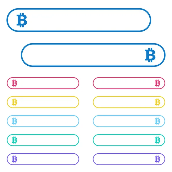 在圆形颜色菜单按钮的比特币符号图标 左侧和右侧图标变体 — 图库矢量图片
