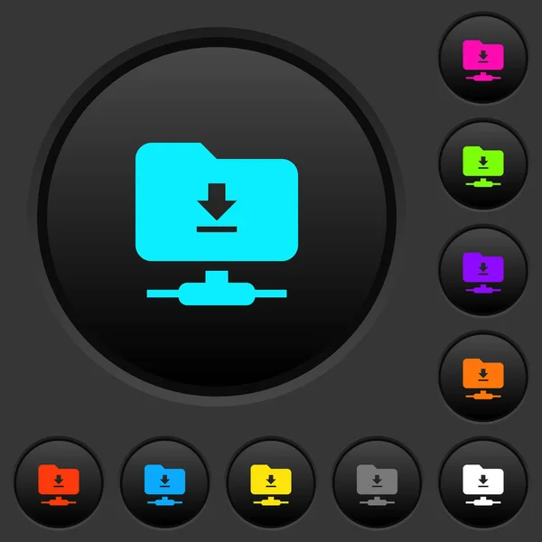 下载从 Ftp 黑暗按钮与生动的颜色图标在深灰色的背景 — 图库矢量图片