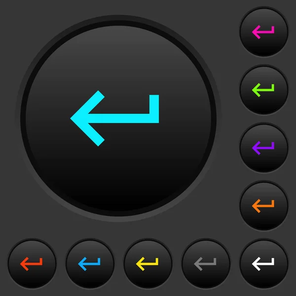 Πληκτρολόγιο Απόδοση Σκούρο Κουμπιά Εικονίδια Ζωηρό Χρώμα Σκούρο Γκρι Φόντο — Διανυσματικό Αρχείο
