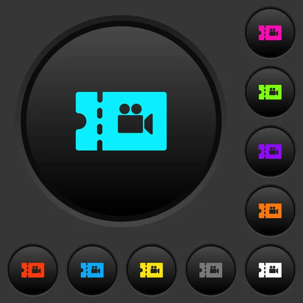 Купон Знижку Фільм Темні Кнопки Яскравими Кольоровими Піктограмами Темно Сірому — стоковий вектор