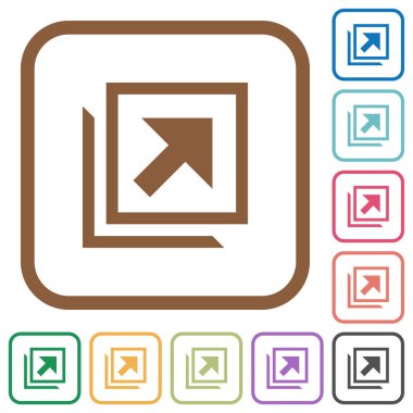 Beyaz arkaplanda yeni pencerelerde basit simgeleri yuvarlak kare çerçevelerde aç