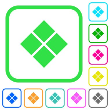 Beyaz arka plan üzerinde eğri sınırları içinde düz simgeler çapraz döşeme deseni canlı renkte