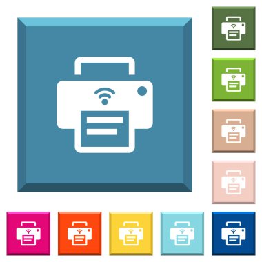 Kablosuz Yazıcı beyaz simgeleri çeşitli moda renklerde ucu keskin kare düğmeleri