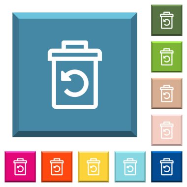 Kenarlı kare düğmelerindeki beyaz simgeleri çeşitli moda renklerde sil