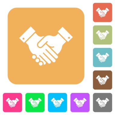 Yuvarlatılmış kare canlı renkli arka planlar üzerinde ortaklık düz simgeler.