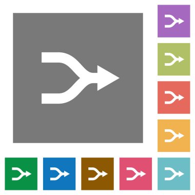 Oklar düz simgeler basit renkli kare arka planlar üzerinde birleştirme