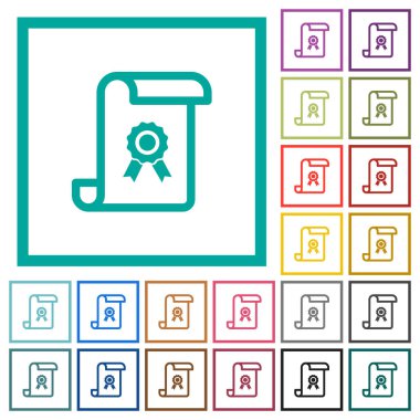 Sertifika düz renk kutsal kişilerin resmi ile çeyreği kare beyaz arka plan üzerinde kayarken